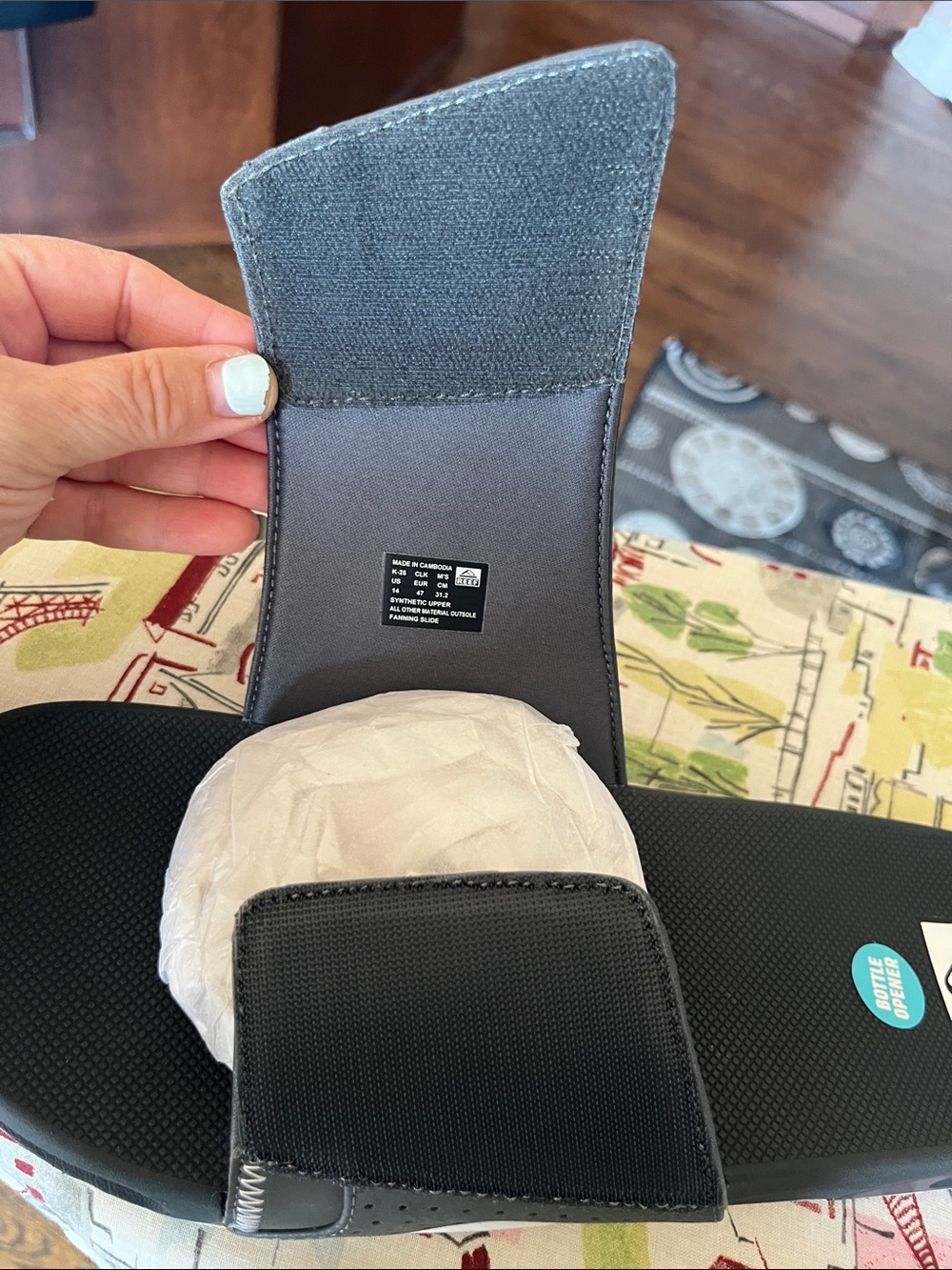 Reef Men’s Fanning, Shadow Grey Slide Sandals - Picture 11 of 11